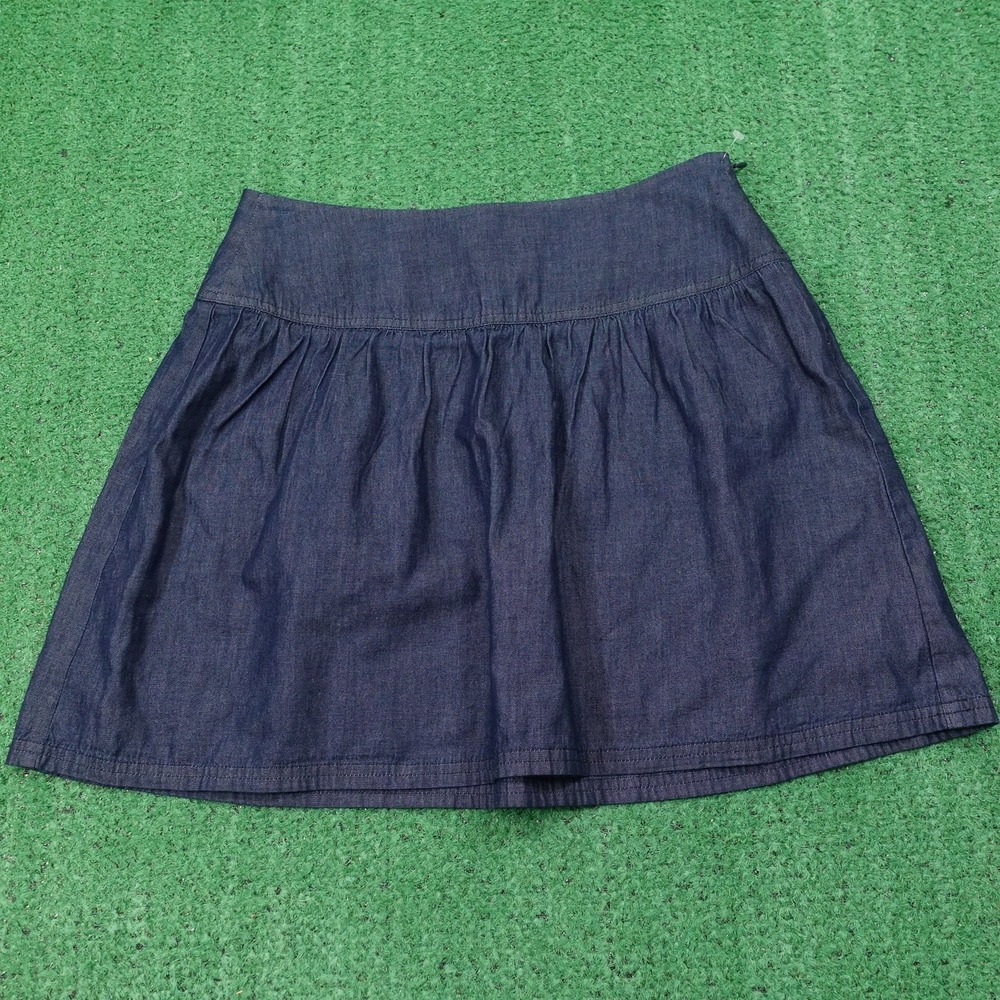Gap Skirt Womens 0 Blue Dark Chambray Denim Skater Mini Short Casual‎ 28x16